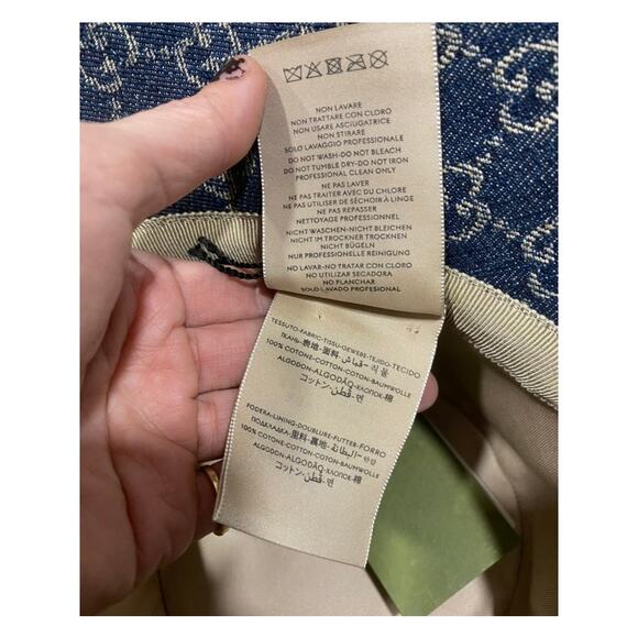 Gucci Eco Washed Denim Wide Brim Monogram GG Logo Hat Medium - Picture 9 of 13